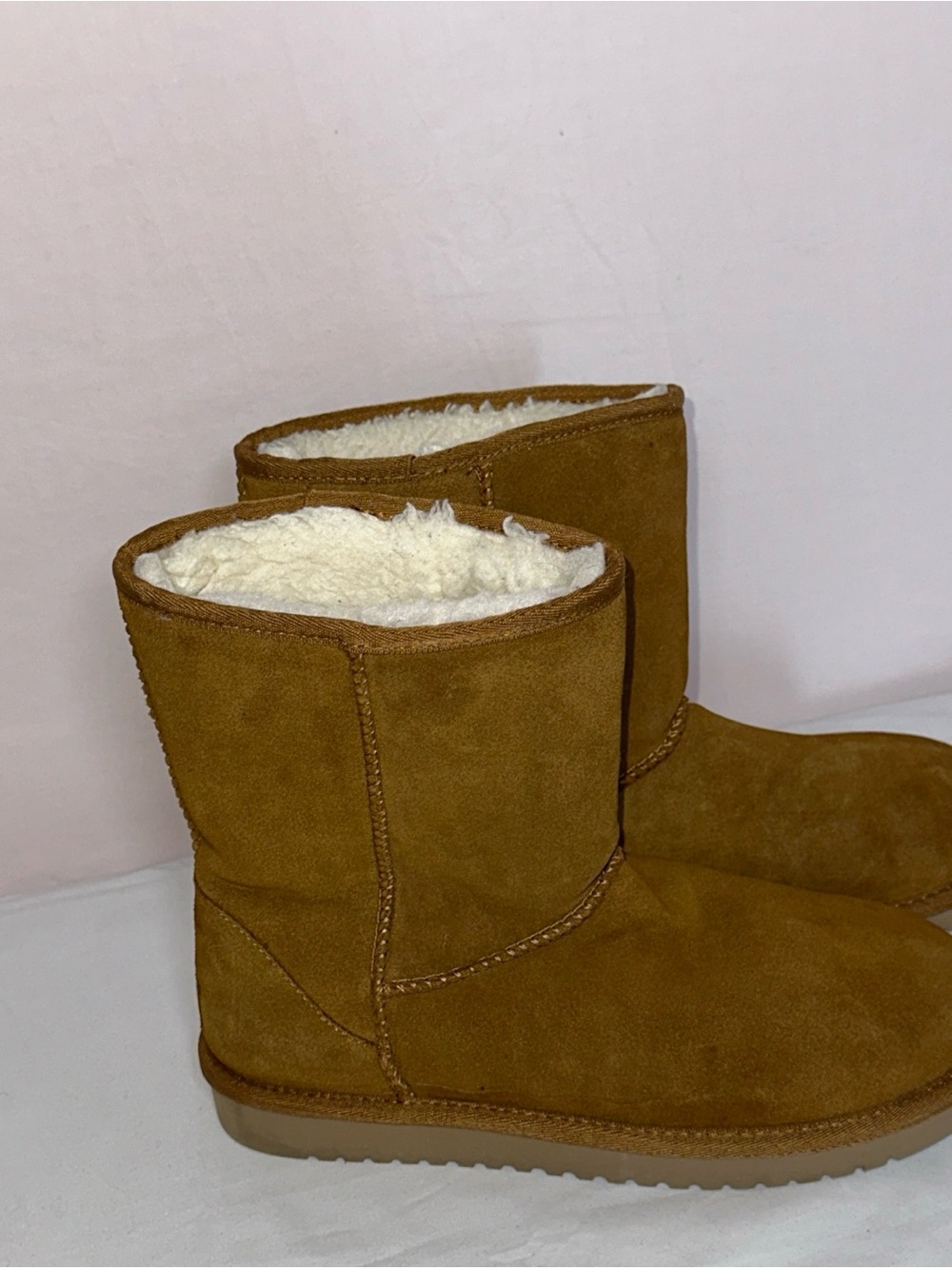 Koolaburra Chestnut Suede Shearling Lined Ankle Boots